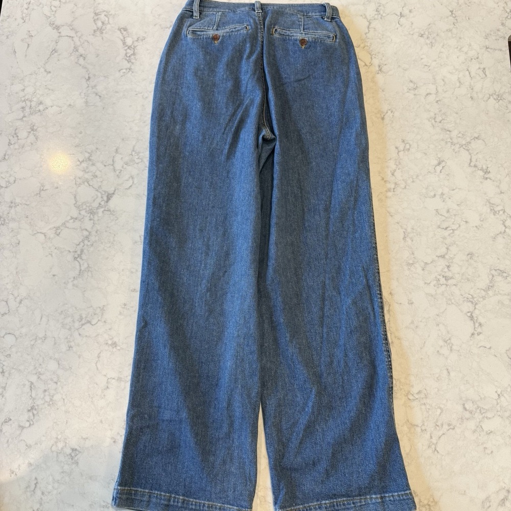 Lands End Pleated Baggy Jeans Denim Baggy 4L Medium Wash - Picture 2 of 4